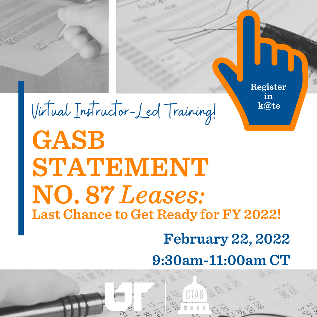 Image flyer for GASB Statement No. 87 Leases training class