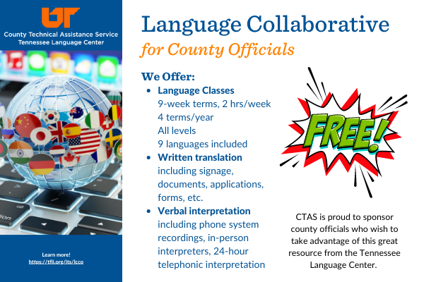 Postcard describing the Language Collaborative for County Officials program