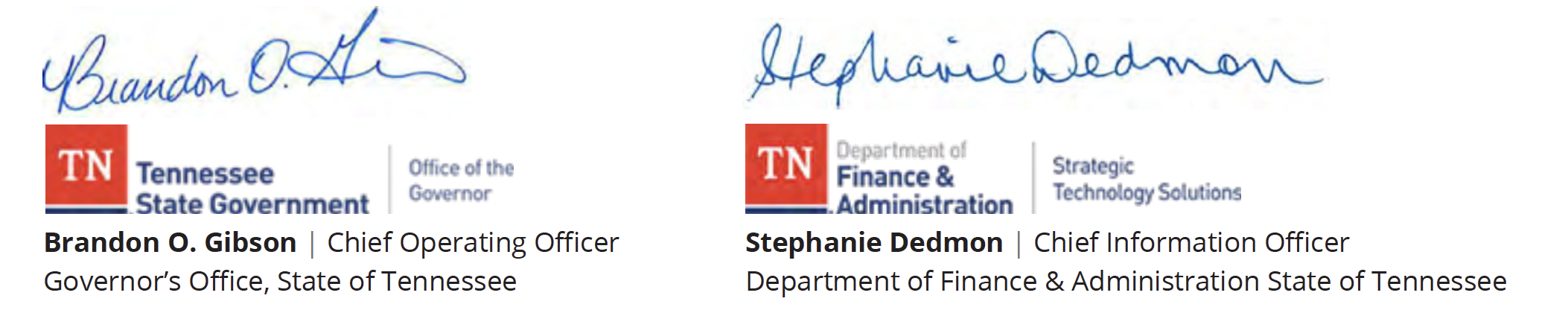 Image of signatures for Brandon O. Gibson and Stephanie Dedmon