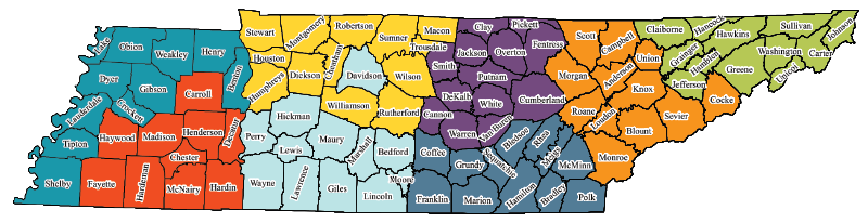 Map of county government consultant regions