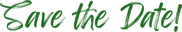 Green script text reading “Save the Date!”